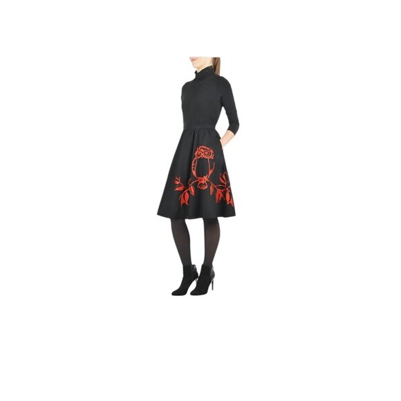 eShakti Women's Black Owl Embellished Poplin A-line Skirt SIZE-S/6 - Picture 10 of 10